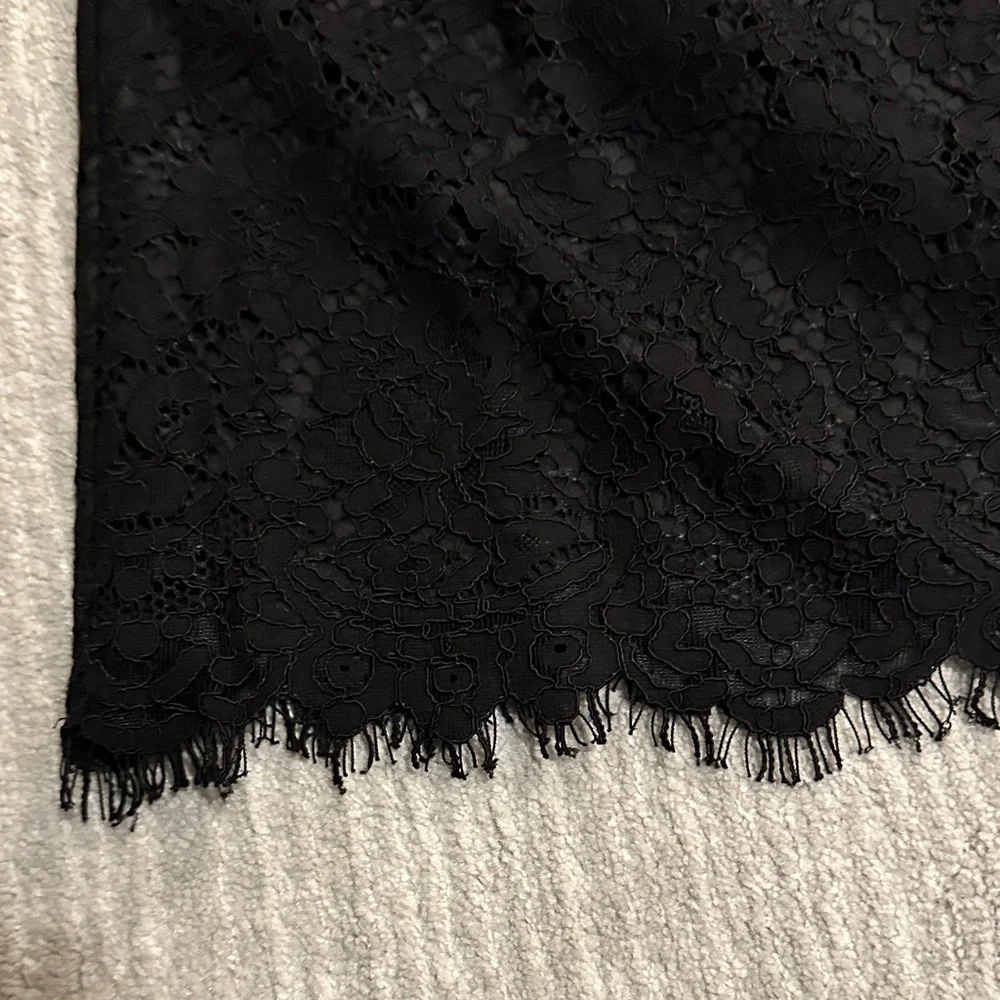 J. Crew Black Lace Ruffle Neck Blouse